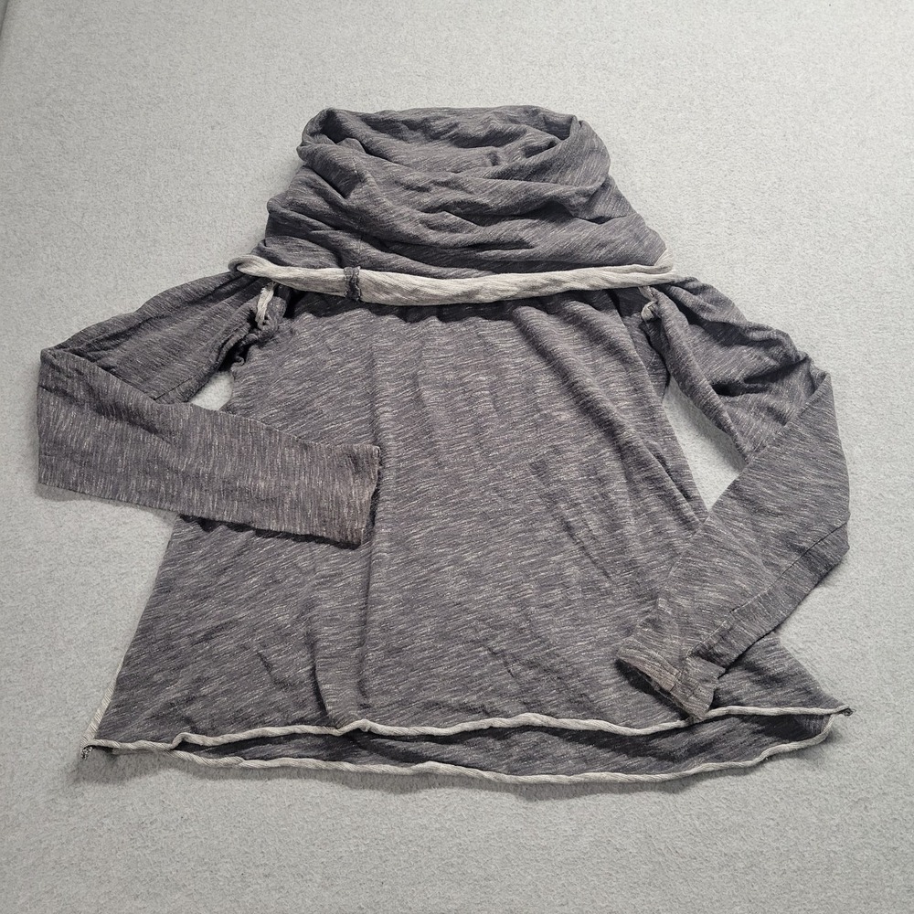Free People Beach Cocoon Cowl Neck Raw Hem Raglan Pullover Sweater Gray One Body